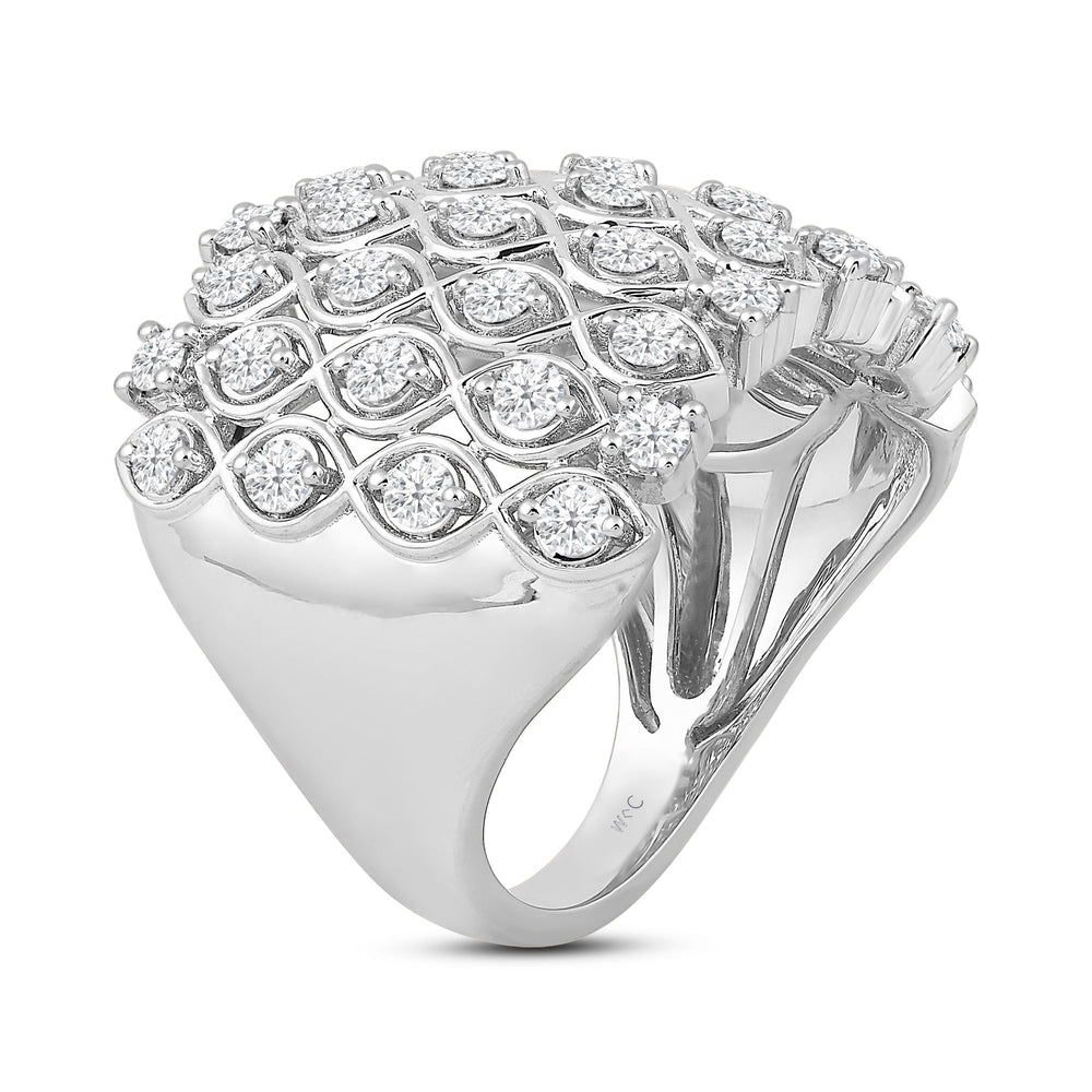 Statement Diamond Broad Ring with 14KT White Gold / Lab / 1 1/2 Cut Diamond in 14KT White Gold / Lab / 1 1/2 view 4
