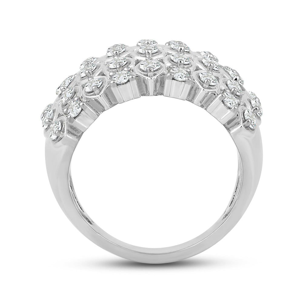 Statement Diamond Broad Ring with 14KT White Gold / Lab / 1 1/2 Cut Diamond in 14KT White Gold / Lab / 1 1/2 view 2
