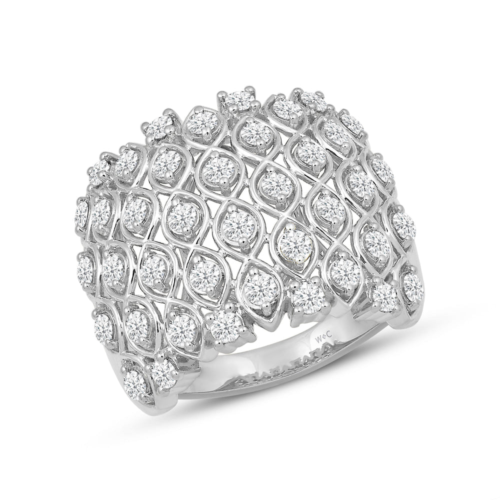 Statement Diamond Broad Ring with 14KT White Gold / Lab / 1 1/2 Cut Diamond in 14KT White Gold / Lab / 1 1/2 view 3

