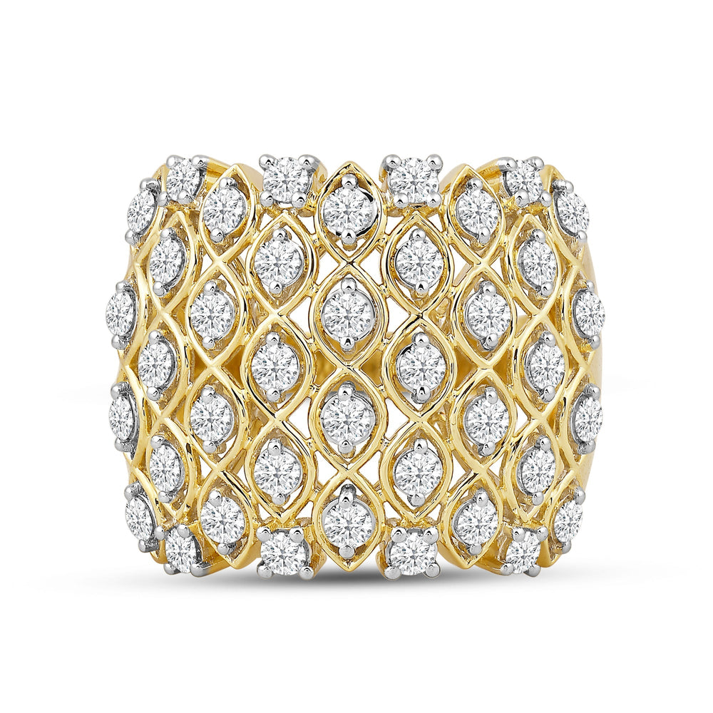 Statement Diamond Broad Ring with 14KT Yellow Gold / Lab / 1 1/2 Cut Diamond in 14KT Yellow Gold / Lab / 1 1/2 view 1
