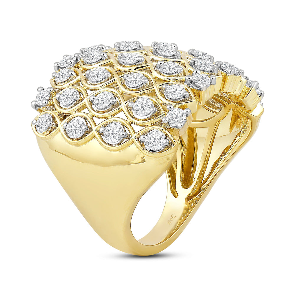 Statement Diamond Broad Ring with 14KT Yellow Gold / Lab / 1 1/2 Cut Diamond in 14KT Yellow Gold / Lab / 1 1/2 view 4
