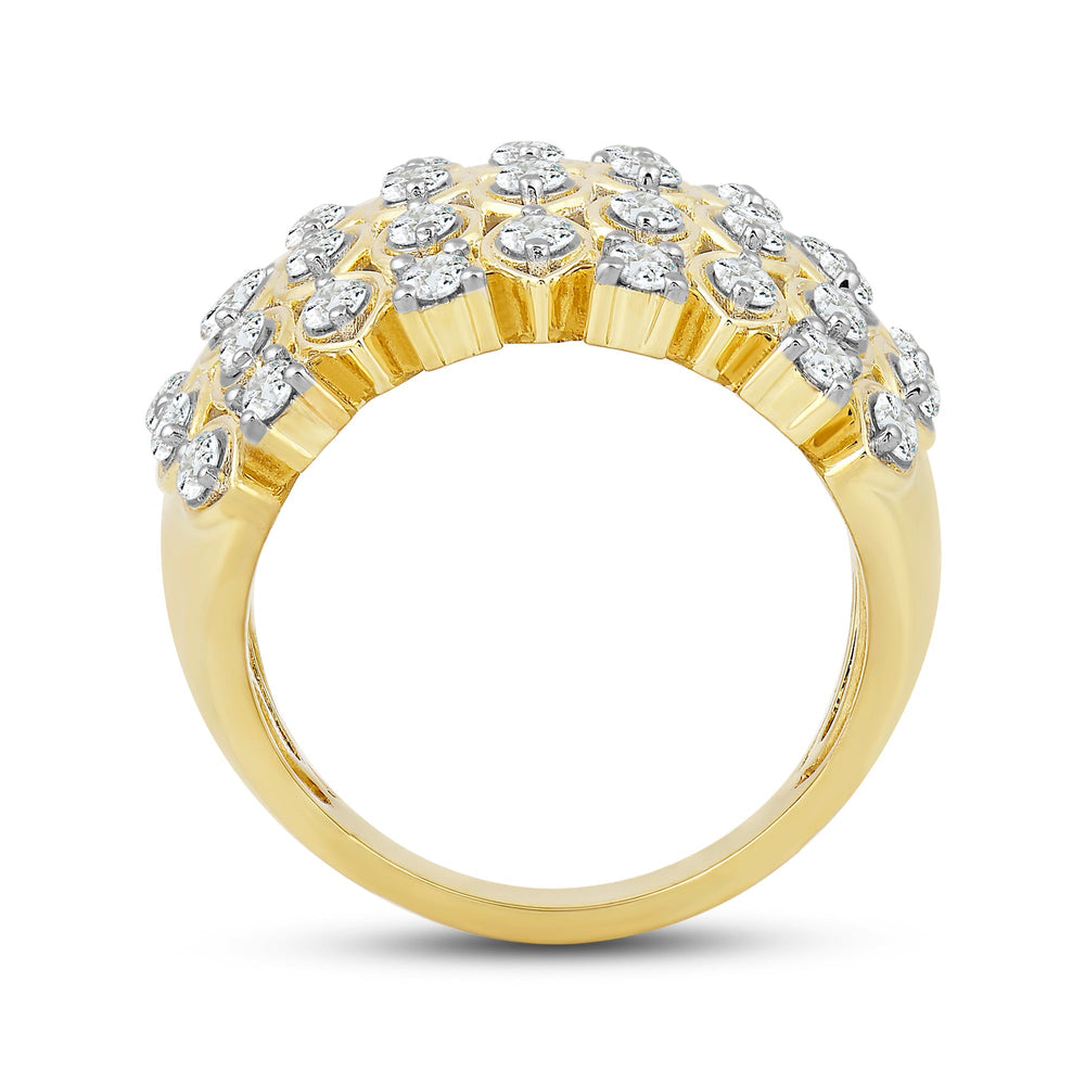 Statement Diamond Broad Ring with 14KT Yellow Gold / Lab / 1 1/2 Cut Diamond in 14KT Yellow Gold / Lab / 1 1/2 view 2

