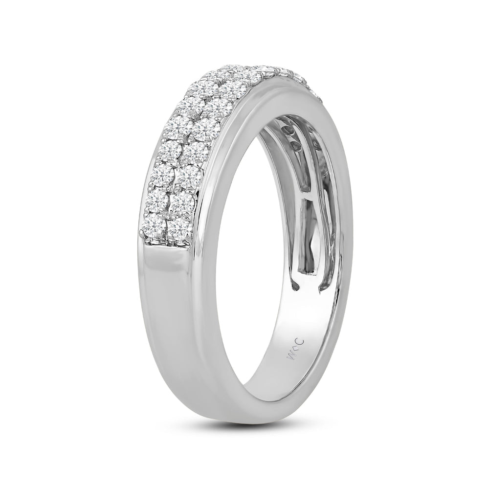 Two Row Pave Classic Diamond Ring with Jan Cut Diamond in 14KT White Gold / Lab / 02 view 4
