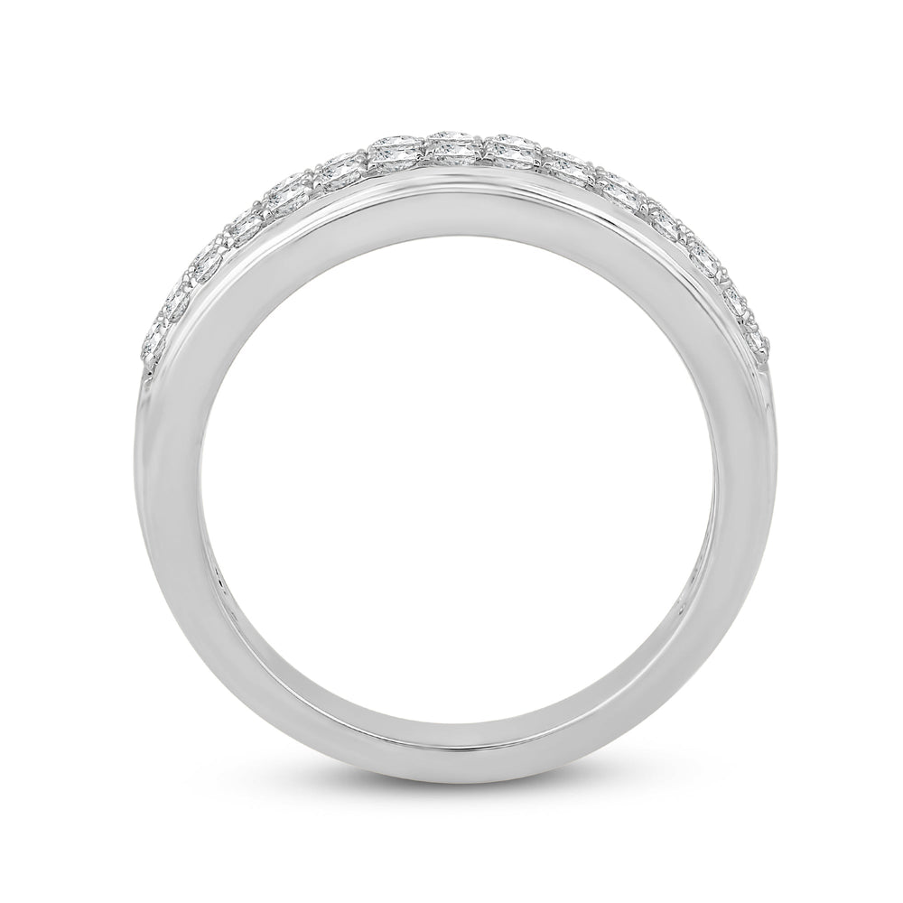 Two Row Pave Classic Diamond Ring with Jan Cut Diamond in 14KT White Gold / Lab / 02 view 2
