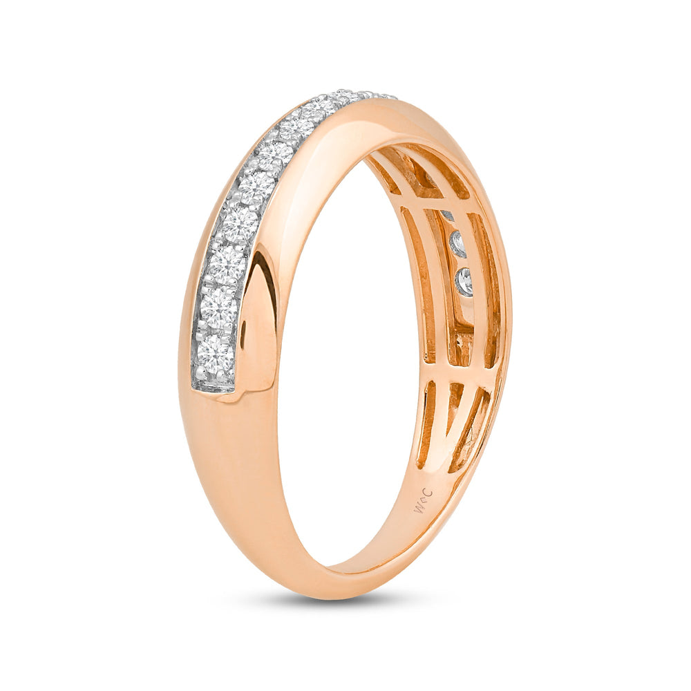 Studded Bevel Edge Diamond Ring with Jan Cut Diamond in 14KT Rose Gold / Lab / 04 view 4
