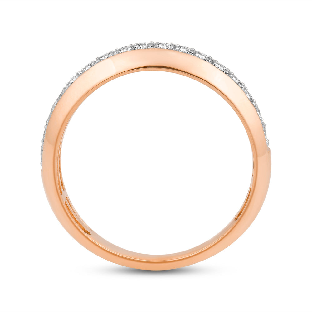 Studded Bevel Edge Diamond Ring with Jan Cut Diamond in 14KT Rose Gold / Lab / 04 view 2
