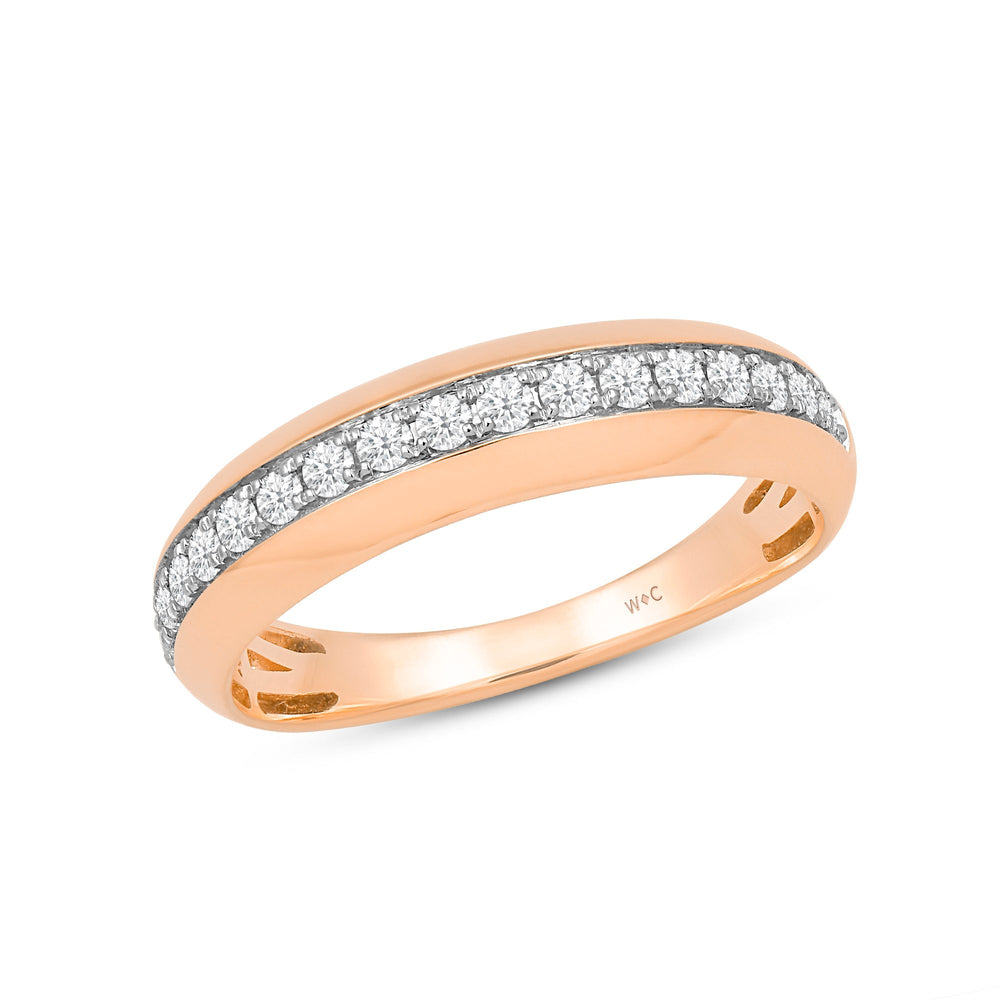 Studded Bevel Edge Diamond Ring with Jan Cut Diamond in 14KT Rose Gold / Lab / 04 view 3
