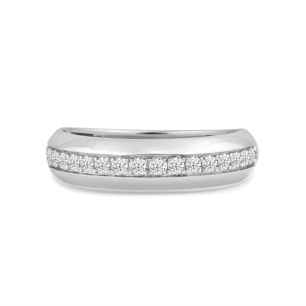 Studded Bevel Edge Diamond Ring with Jan Cut Diamond in 14KT White Gold / Lab / 04 view 1
