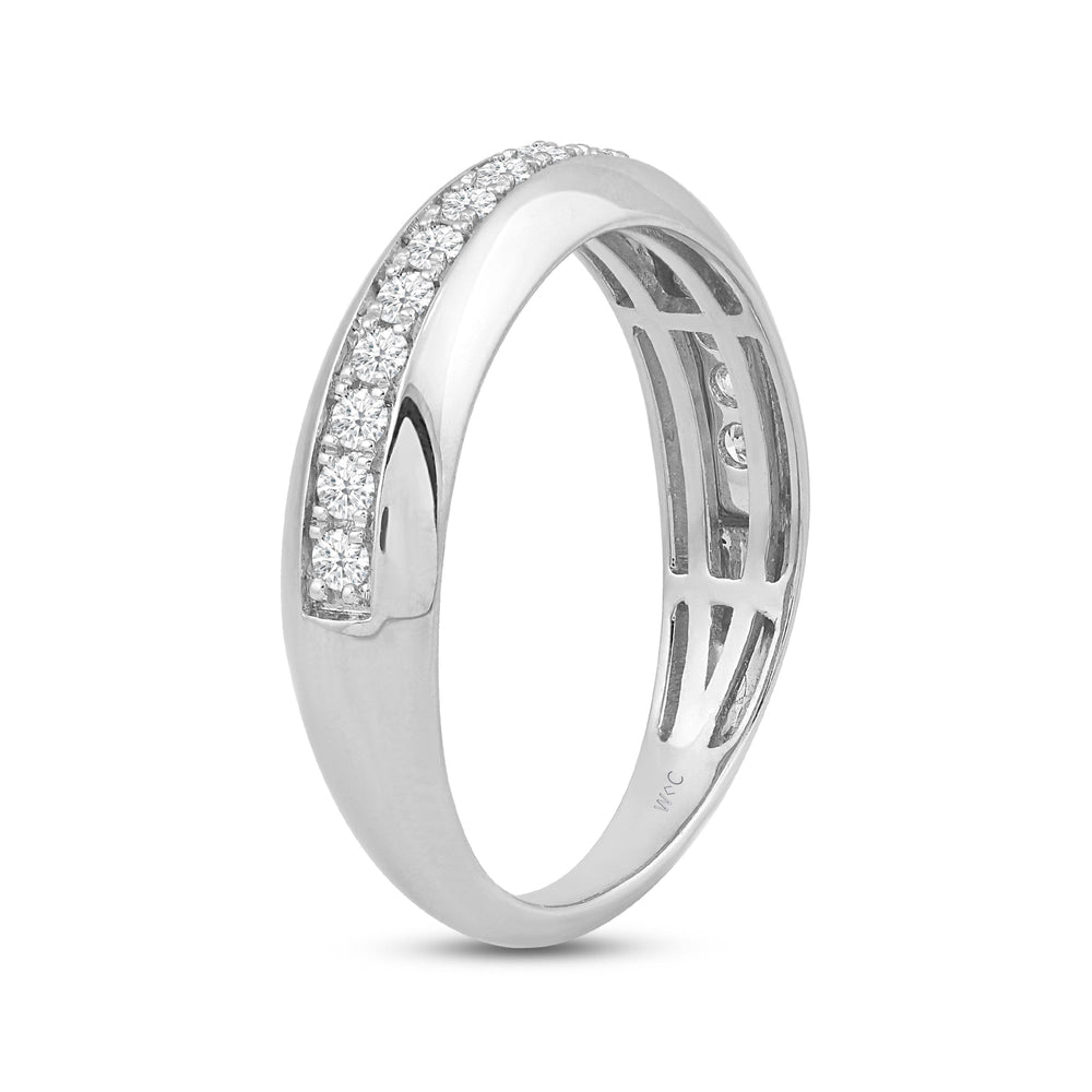 Studded Bevel Edge Diamond Ring with Jan Cut Diamond in 14KT White Gold / Lab / 04 view 4
