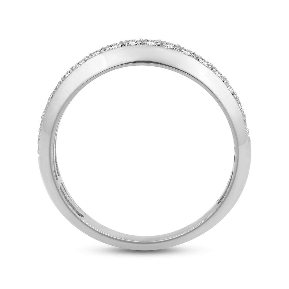 Studded Bevel Edge Diamond Ring with Jan Cut Diamond in 14KT White Gold / Lab / 04 view 2
