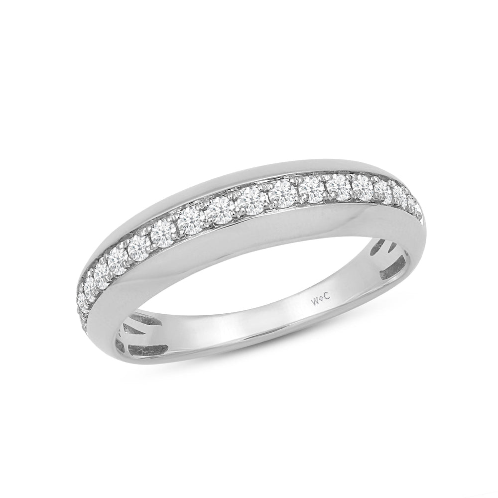 Studded Bevel Edge Diamond Ring with Jan Cut Diamond in 14KT White Gold / Lab / 04 view 3
