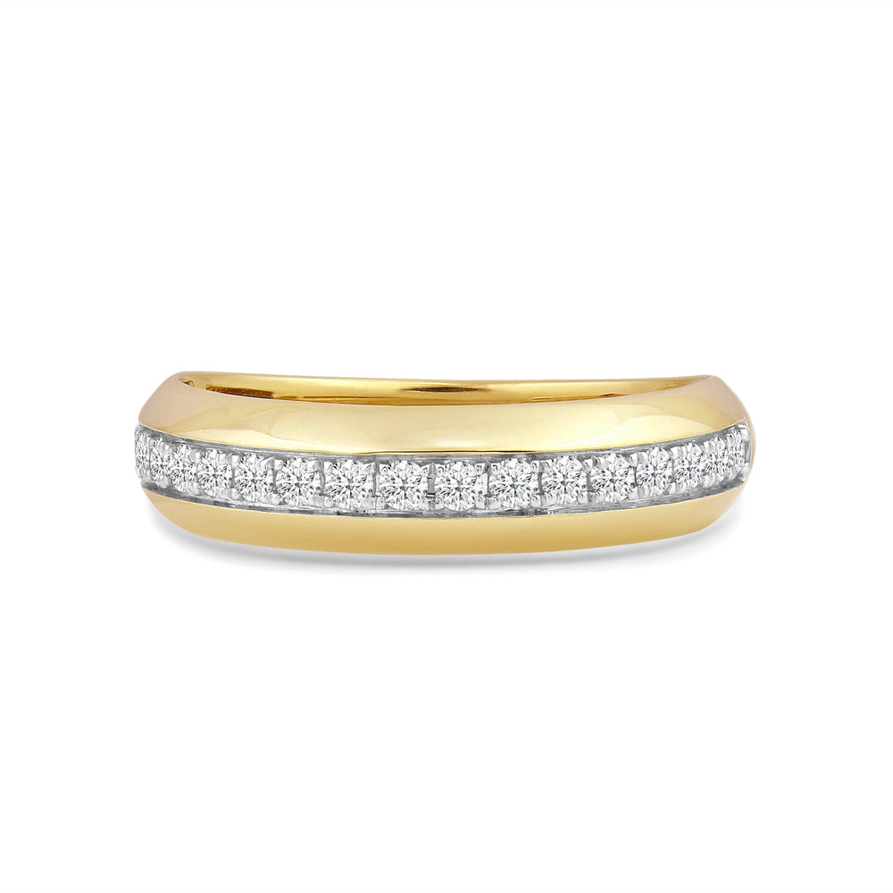 Studded Bevel Edge Diamond Ring with Jan Cut Diamond in 14KT Yellow Gold / Lab / 04 view 1
