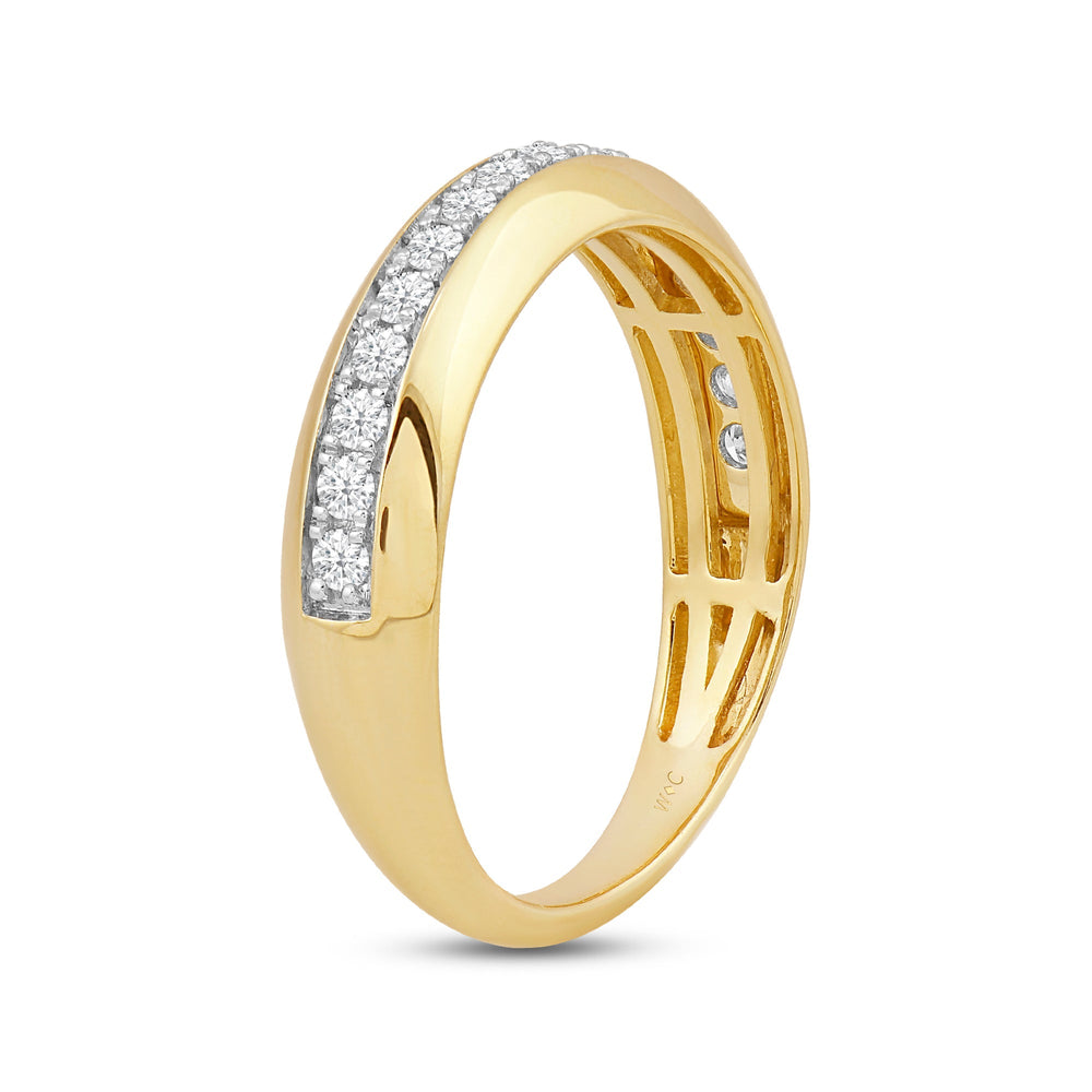 Studded Bevel Edge Diamond Ring with Jan Cut Diamond in 14KT Yellow Gold / Lab / 04 view 4
