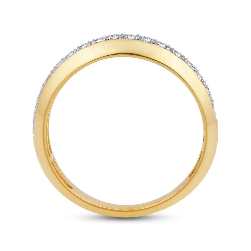 Studded Bevel Edge Diamond Ring with Jan Cut Diamond in 14KT Yellow Gold / Lab / 04 view 2
