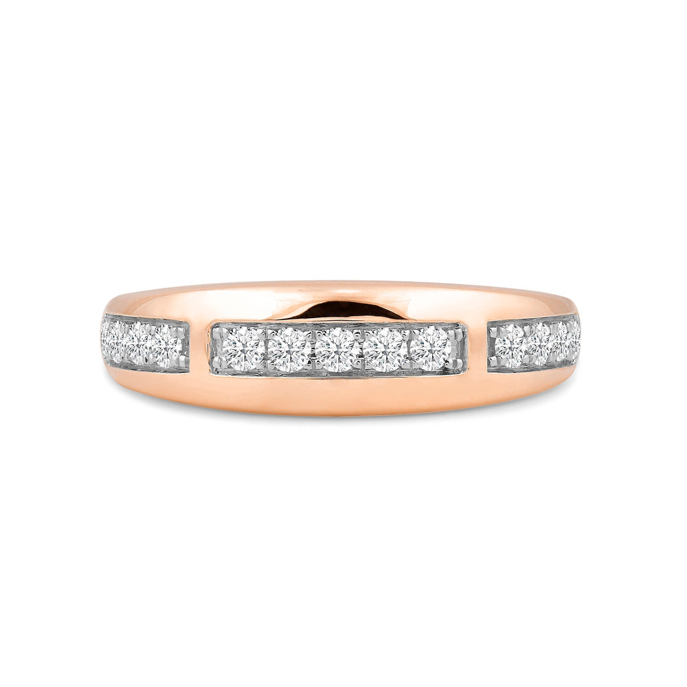 Waves Studded Diamond Fashion Ring with Jan Cut Diamond in 14KT Rose Gold / Lab / 04 view 1
