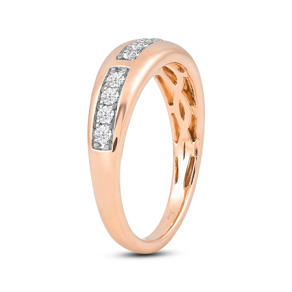 Waves Studded Diamond Fashion Ring with Jan Cut Diamond in 14KT Rose Gold / Lab / 04 view 4
