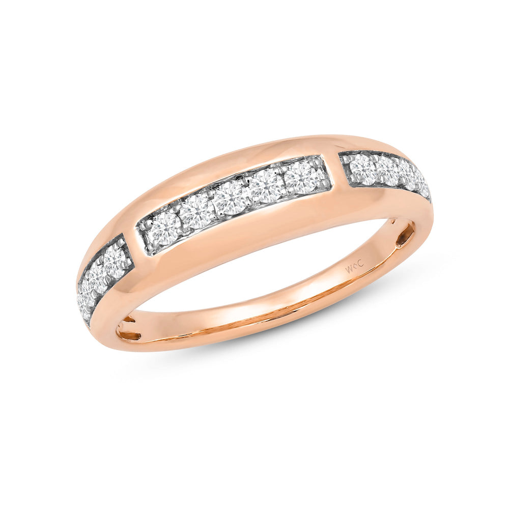 Waves Studded Diamond Fashion Ring with Jan Cut Diamond in 14KT Rose Gold / Lab / 04 view 3
