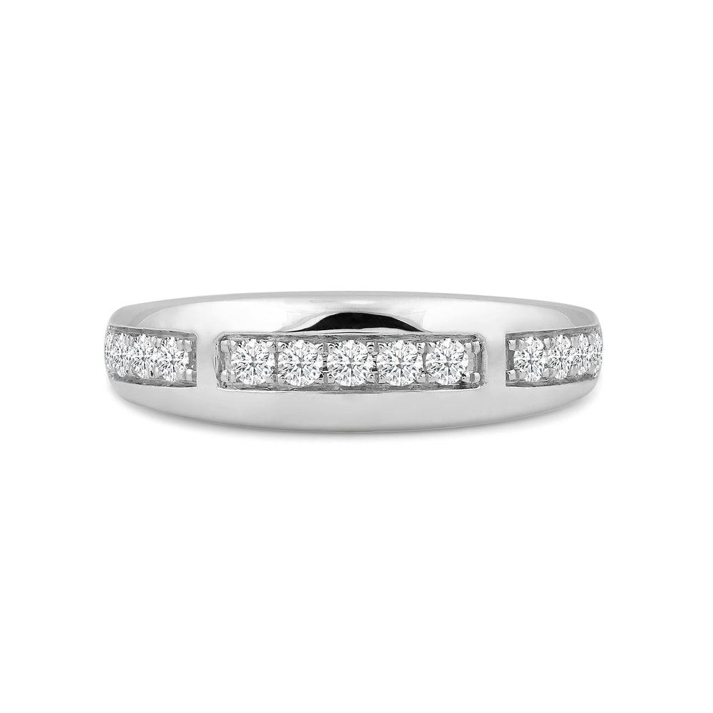 Waves Studded Diamond Fashion Ring with Jan Cut Diamond in 14KT White Gold / Lab / 04 view 1
