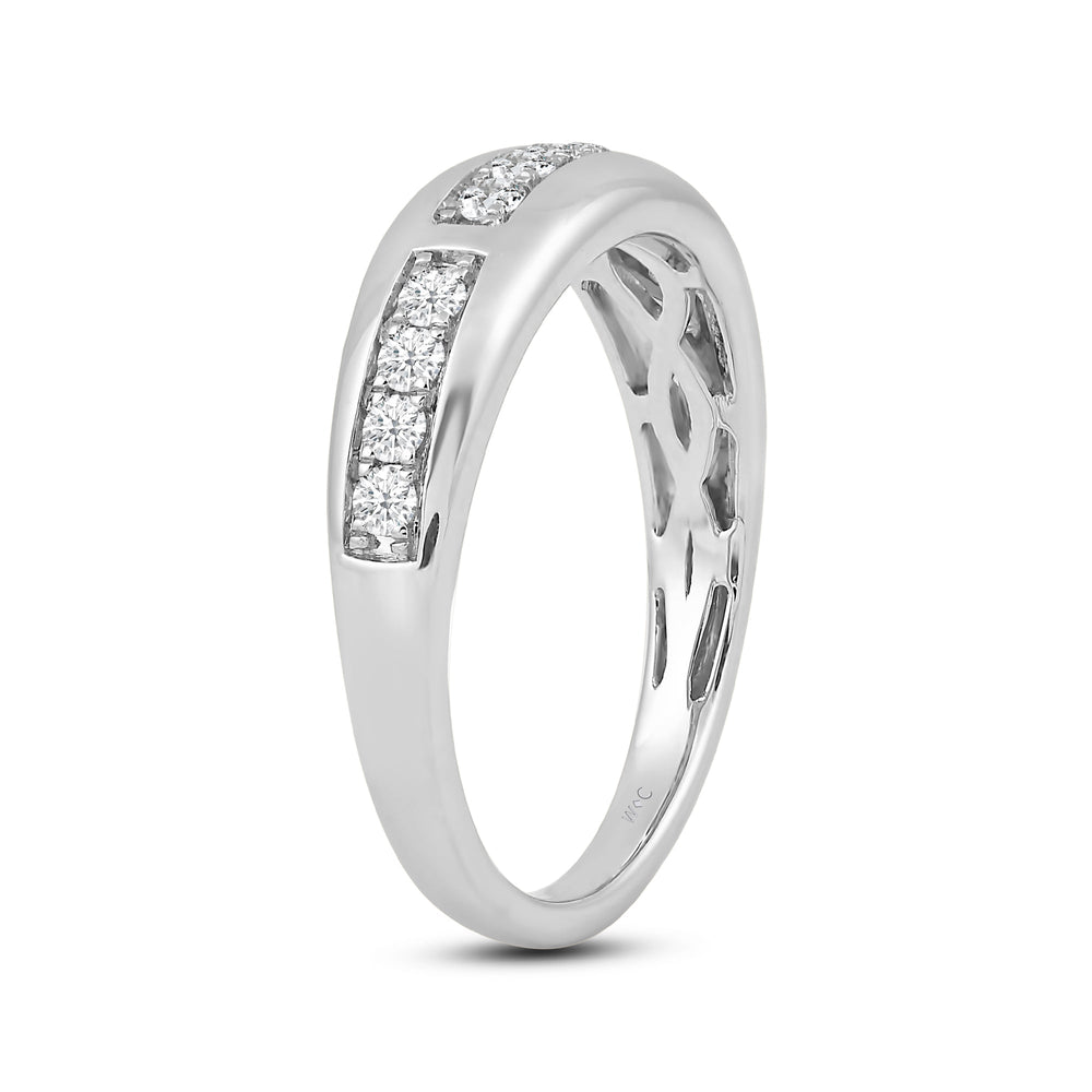 Waves Studded Diamond Fashion Ring with Jan Cut Diamond in 14KT White Gold / Lab / 04 view 4
