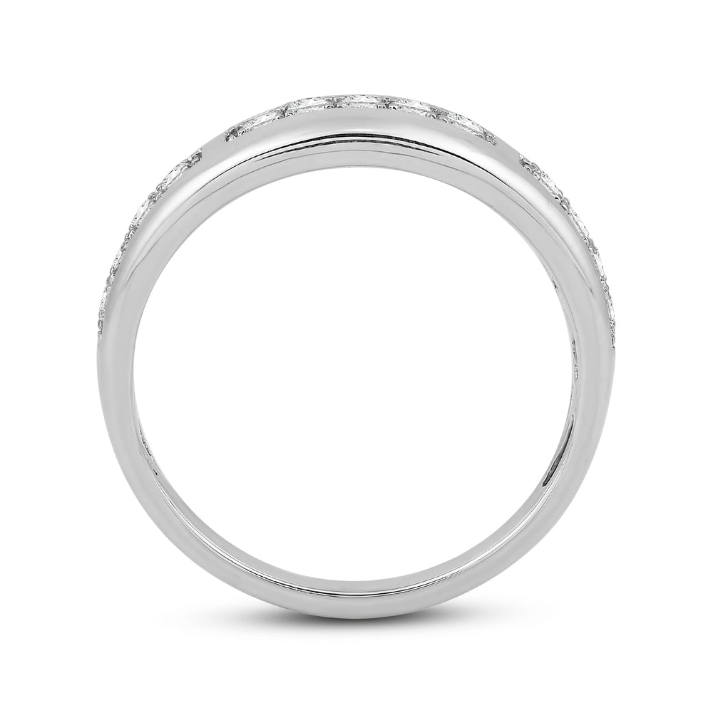 Waves Studded Diamond Fashion Ring with Jan Cut Diamond in 14KT White Gold / Lab / 04 view 2
