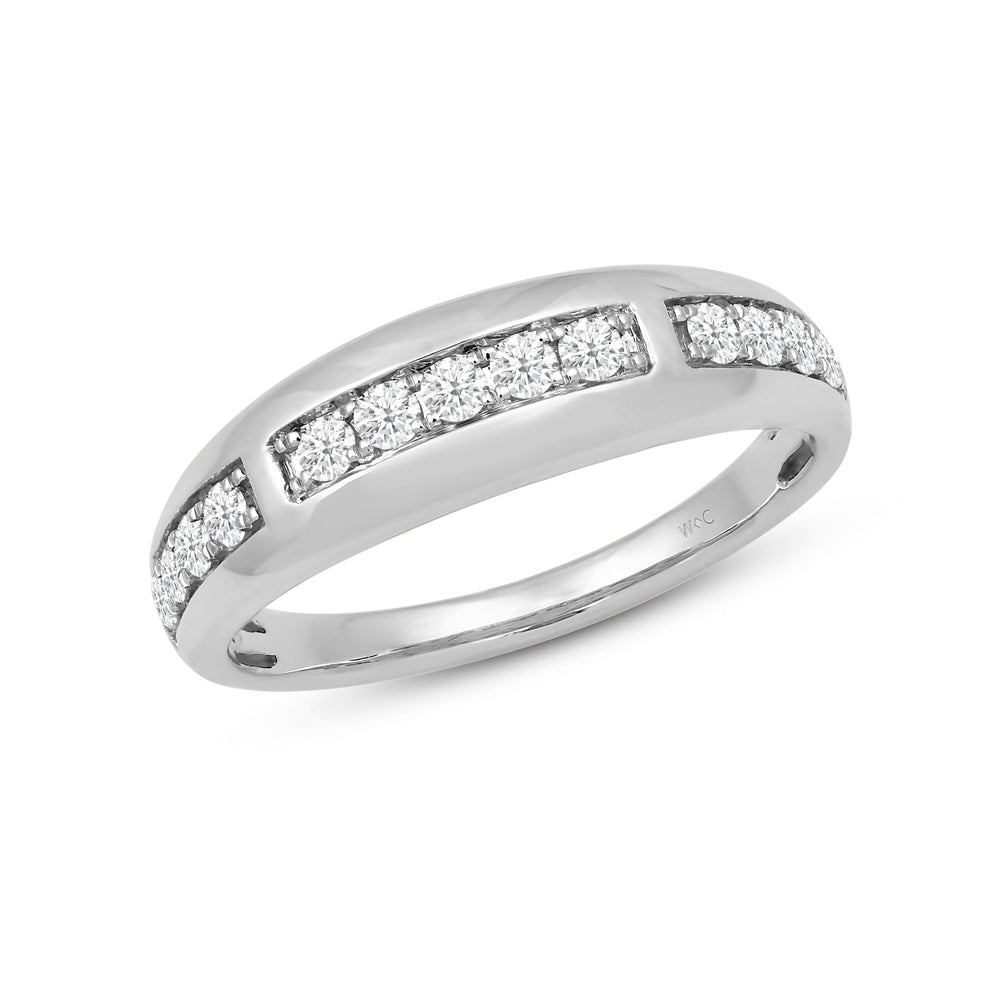 Waves Studded Diamond Fashion Ring with Jan Cut Diamond in 14KT White Gold / Lab / 04 view 3
