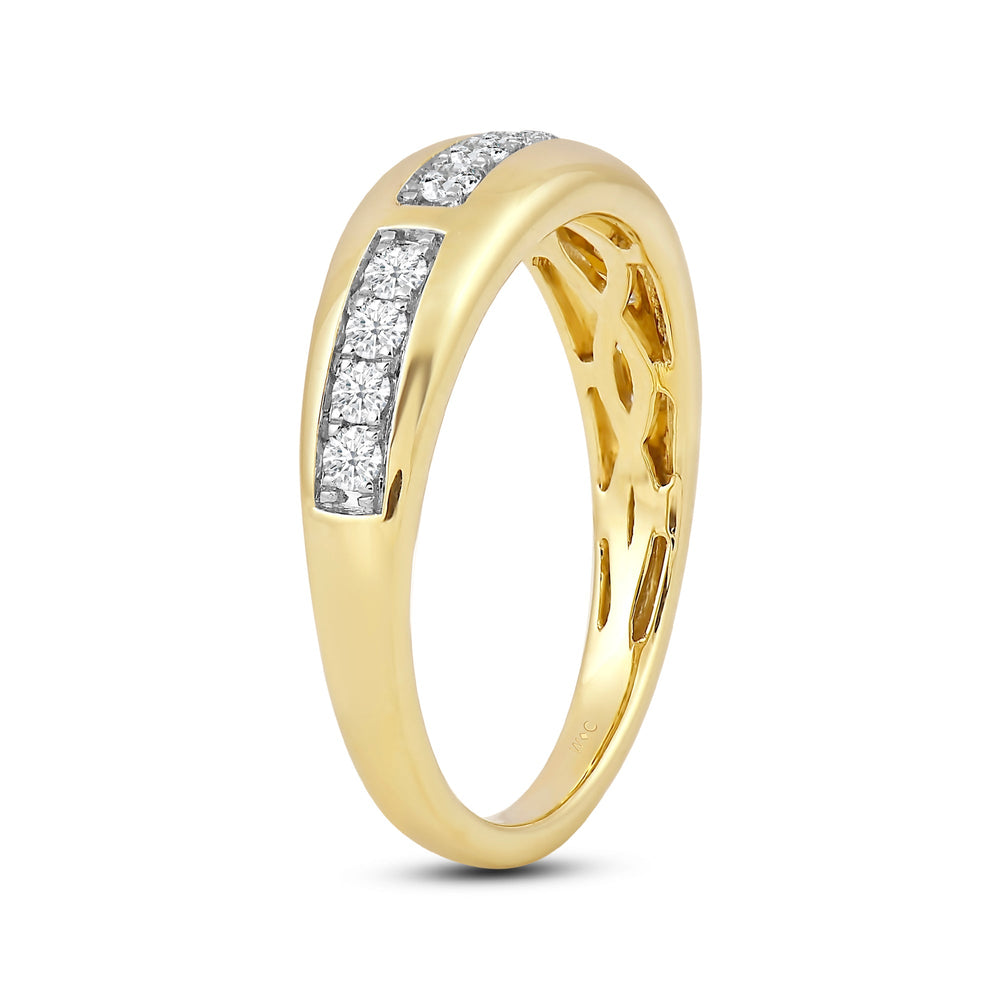 Waves Studded Diamond Fashion Ring with Jan Cut Diamond in 14KT Yellow Gold / Lab / 04 view 4
