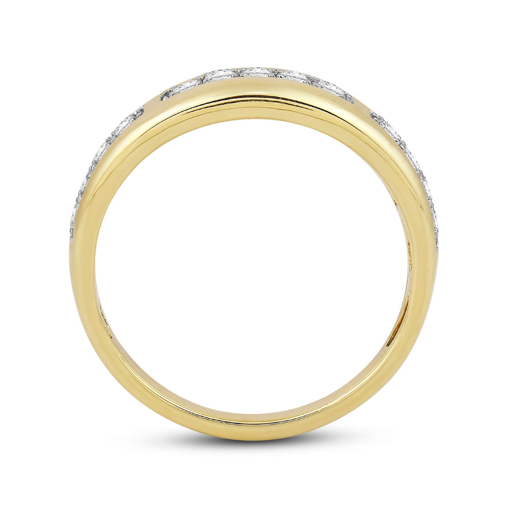 Waves Studded Diamond Fashion Ring with Jan Cut Diamond in 14KT Yellow Gold / Lab / 04 view 2
