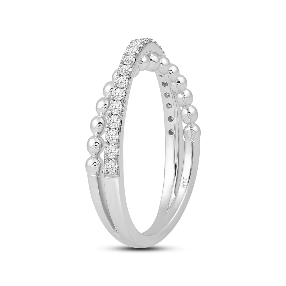 Beads and Diamond Crossover Fashion Ring with Jan Cut Diamond in 14KT White Gold / Lab / 04 view 4
