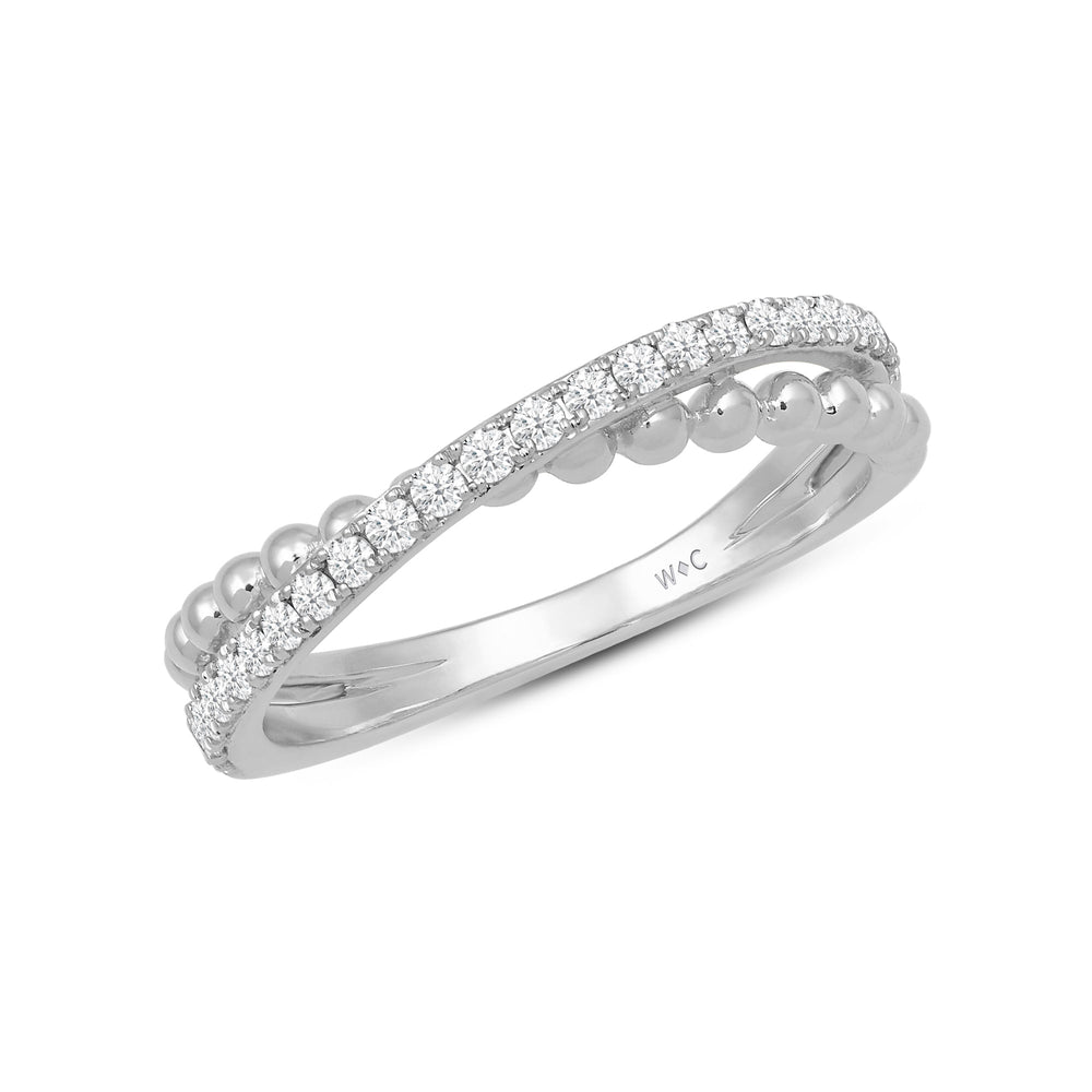 Beads and Diamond Crossover Fashion Ring with Jan Cut Diamond in 14KT White Gold / Lab / 04 view 3
