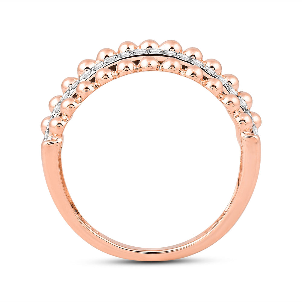 Beads and Diamond Five Row Fashion Ring with Jan Cut Diamond in 14KT Rose Gold / Lab / 03 view 2
