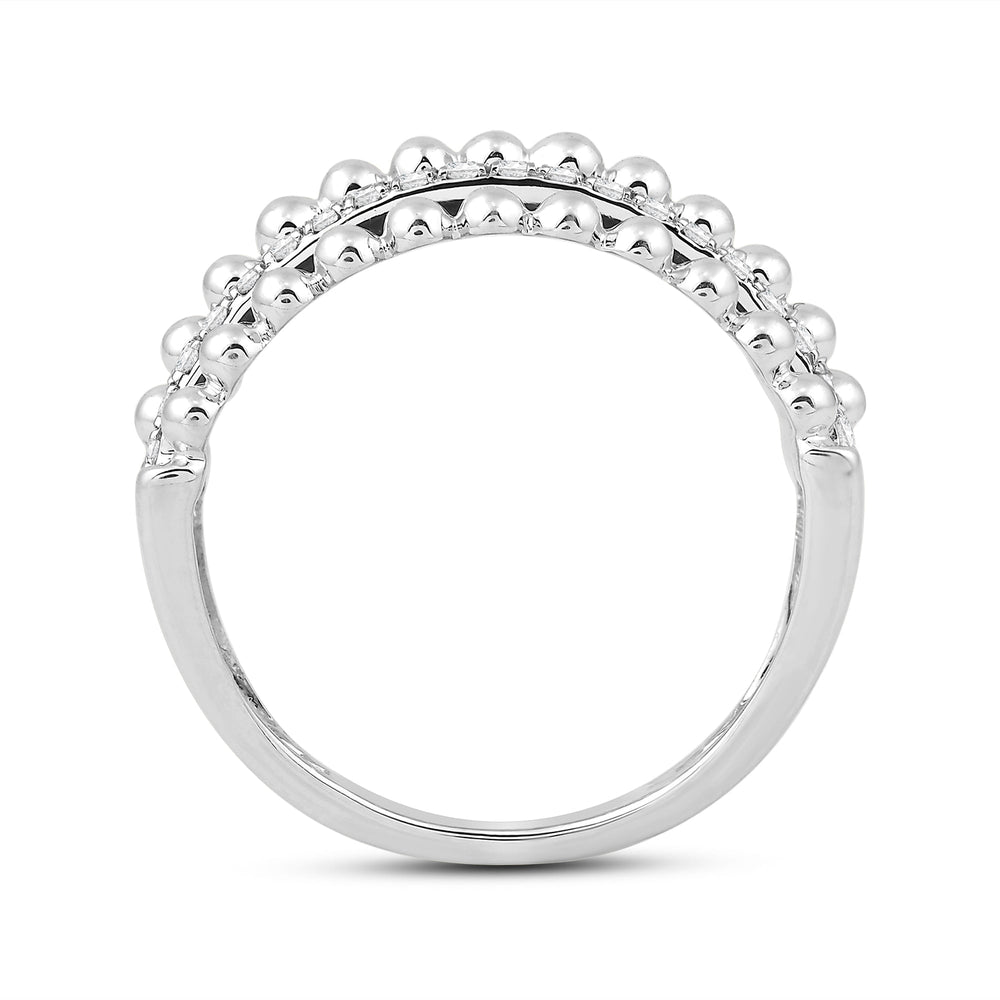 Beads and Diamond Five Row Fashion Ring with Jan Cut Diamond in 14KT White Gold / Lab / 03 view 2
