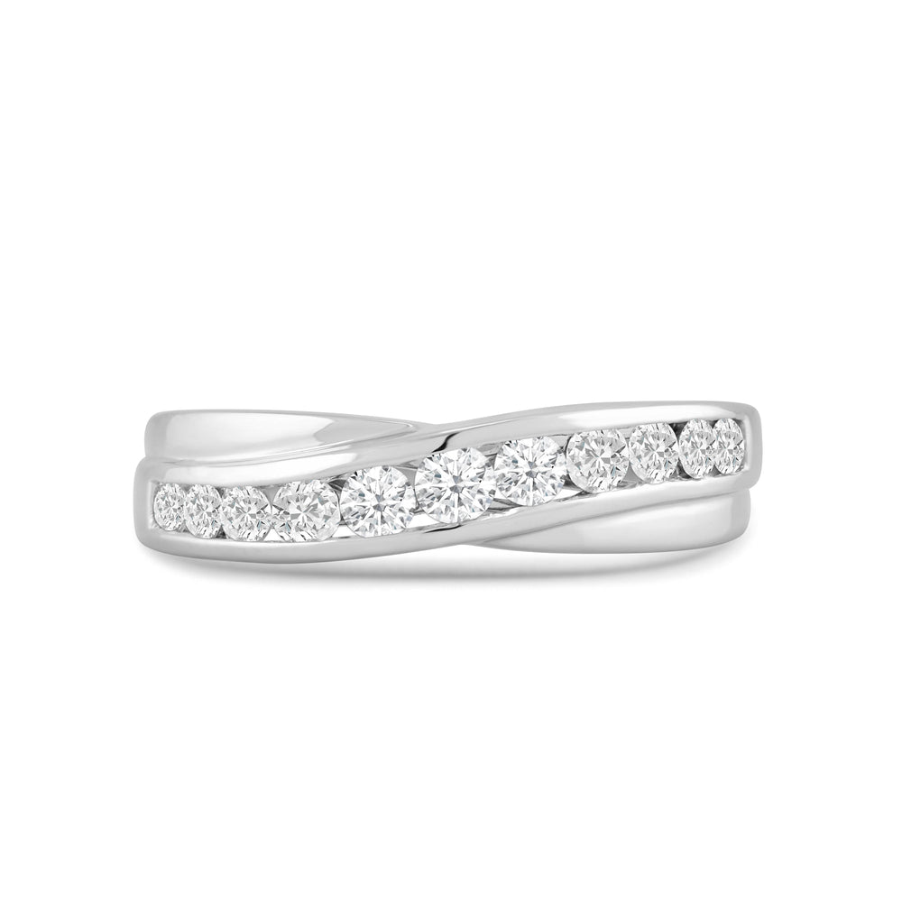 Wavy Diamond Fashion Ring with Mar Cut Diamond in 14KT White Gold / Lab / 08 view 1
