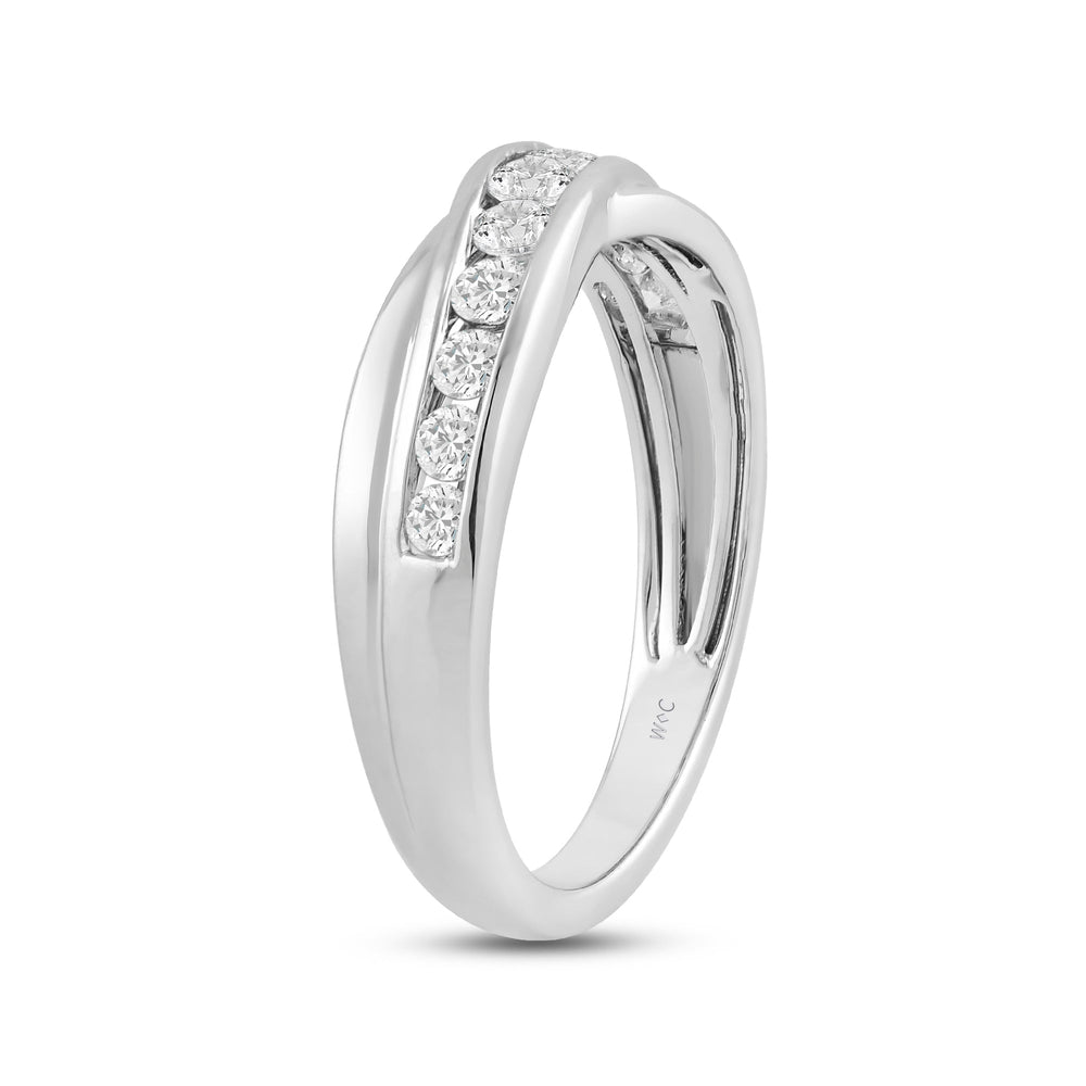 Wavy Diamond Fashion Ring with Mar Cut Diamond in 14KT White Gold / Lab / 08 view 4
