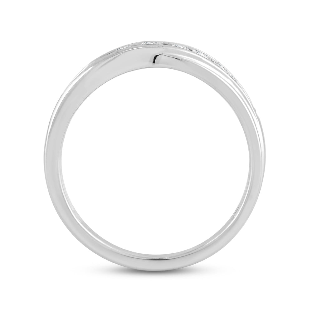 Wavy Diamond Fashion Ring with Mar Cut Diamond in 14KT White Gold / Lab / 08 view 2
