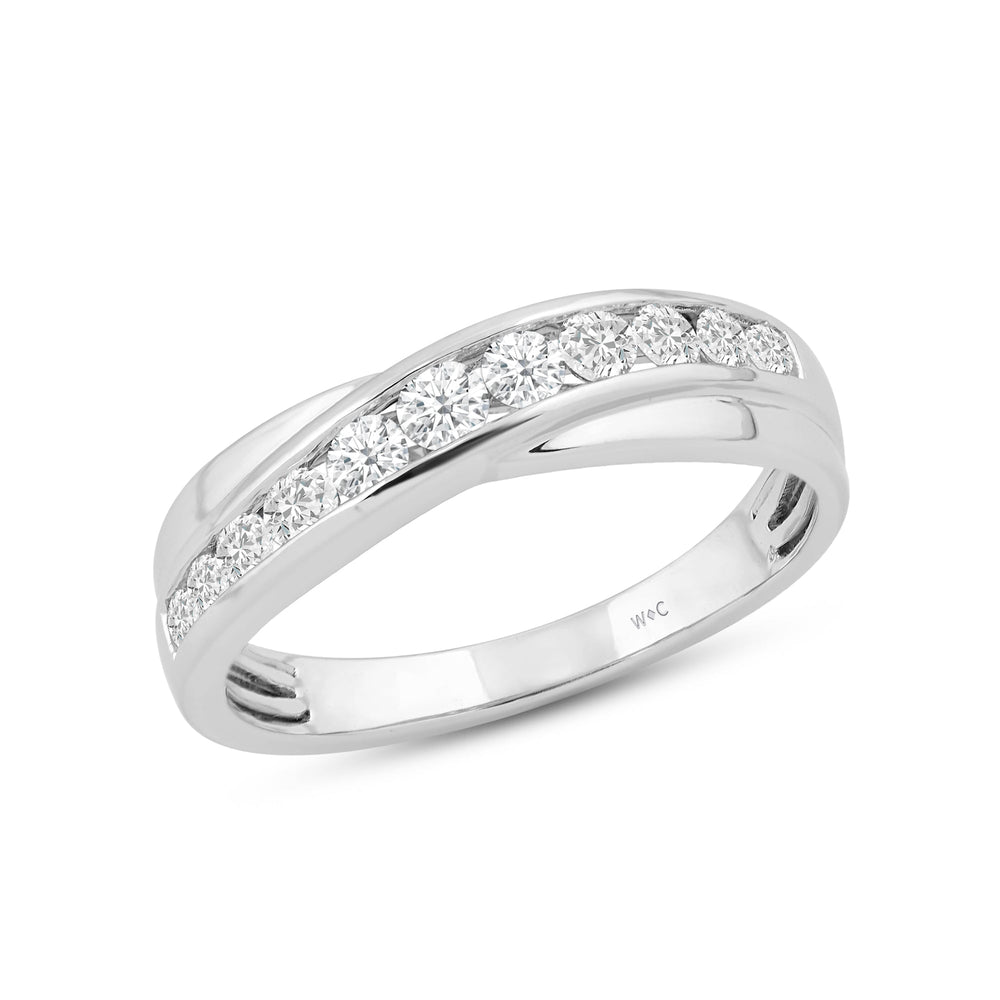 Wavy Diamond Fashion Ring with Mar Cut Diamond in 14KT White Gold / Lab / 08 view 3
