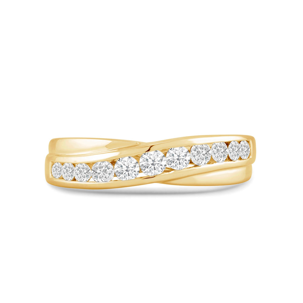 Wavy Diamond Fashion Ring with Mar Cut Diamond in 14KT Yellow Gold / Lab / 08 view 1

