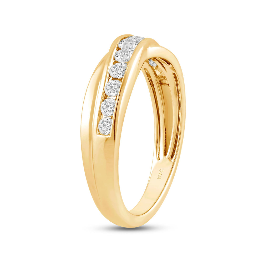 Wavy Diamond Fashion Ring with Mar Cut Diamond in 14KT Yellow Gold / Lab / 08 view 4
