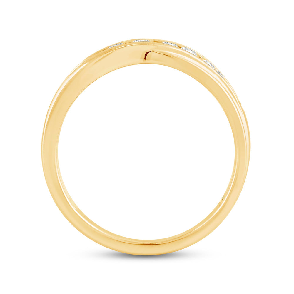 Wavy Diamond Fashion Ring with Mar Cut Diamond in 14KT Yellow Gold / Lab / 08 view 2

