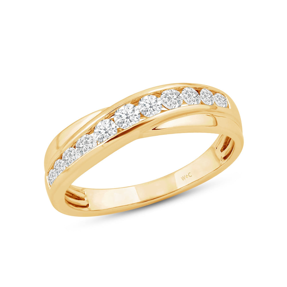 Wavy Diamond Fashion Ring with Mar Cut Diamond in 14KT Yellow Gold / Lab / 08 view 3
