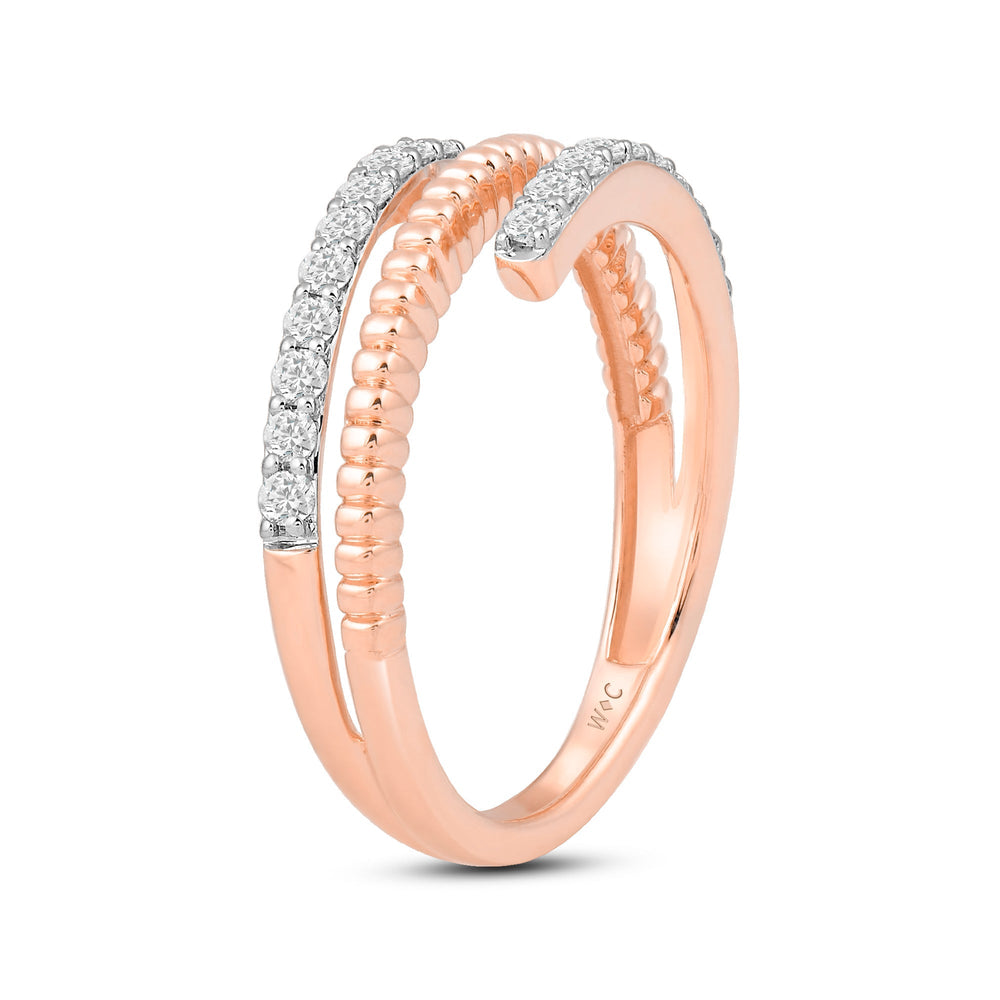 Beads and Diamond Spiral Fashion Ring with 14KT Rose Gold / Lab / 1/3 Cut Diamond in 14KT Rose Gold / Lab / 1/3 view 4
