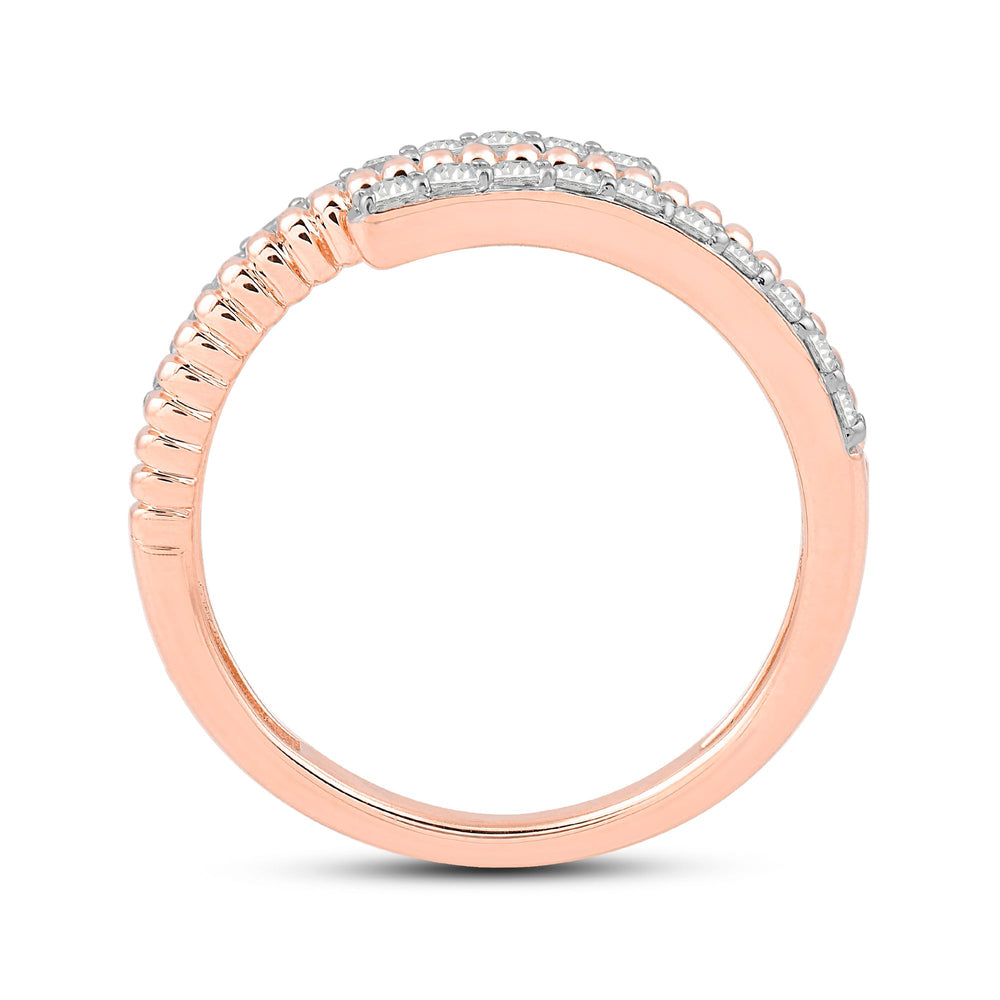 Beads and Diamond Spiral Fashion Ring with 14KT Rose Gold / Lab / 1/3 Cut Diamond in 14KT Rose Gold / Lab / 1/3 view 2

