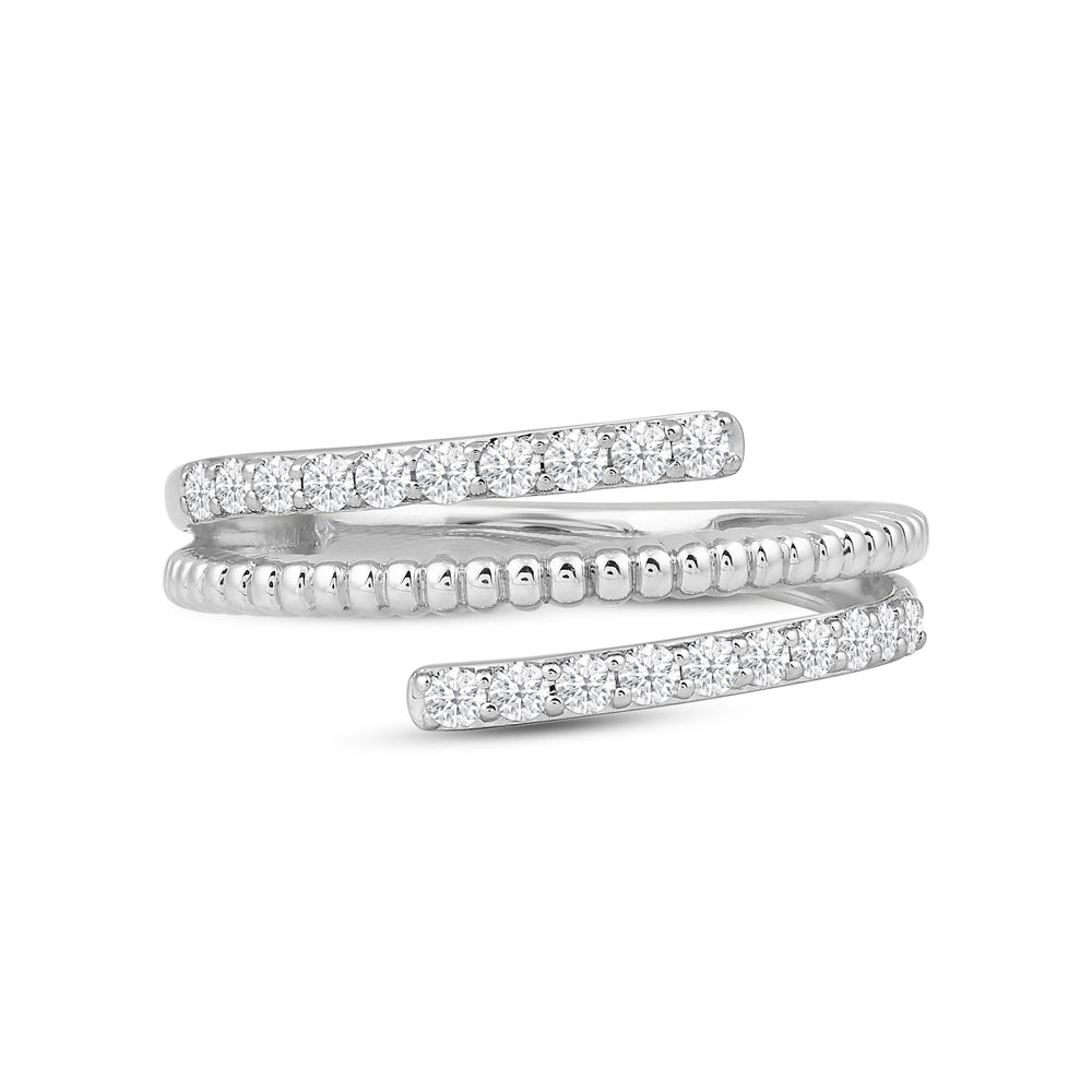 Beads and Diamond Spiral Fashion Ring with 14KT White Gold / Lab / 1/3 Cut Diamond in 14KT White Gold / Lab / 1/3 view 1
