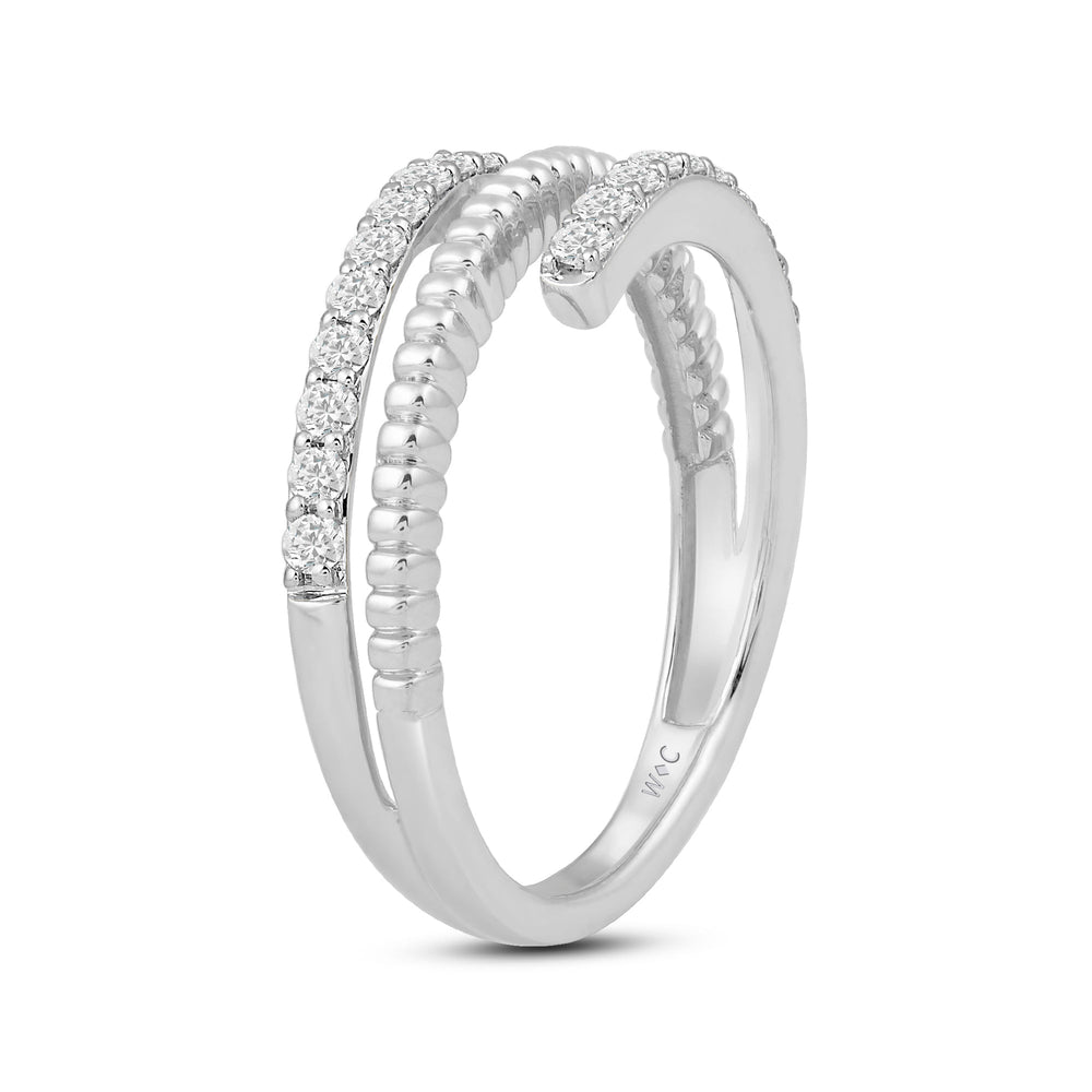 Beads and Diamond Spiral Fashion Ring with 14KT White Gold / Lab / 1/3 Cut Diamond in 14KT White Gold / Lab / 1/3 view 4
