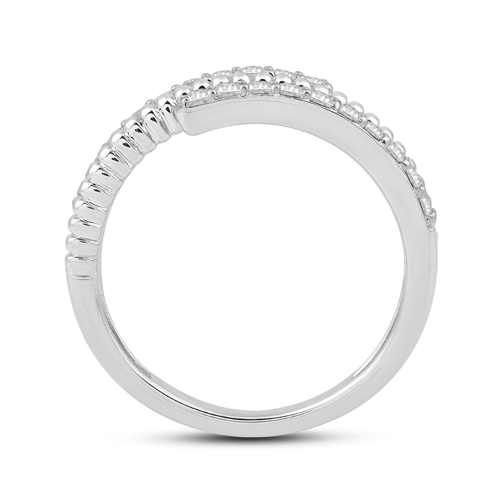 Beads and Diamond Spiral Fashion Ring with 14KT White Gold / Lab / 1/3 Cut Diamond in 14KT White Gold / Lab / 1/3 view 2
