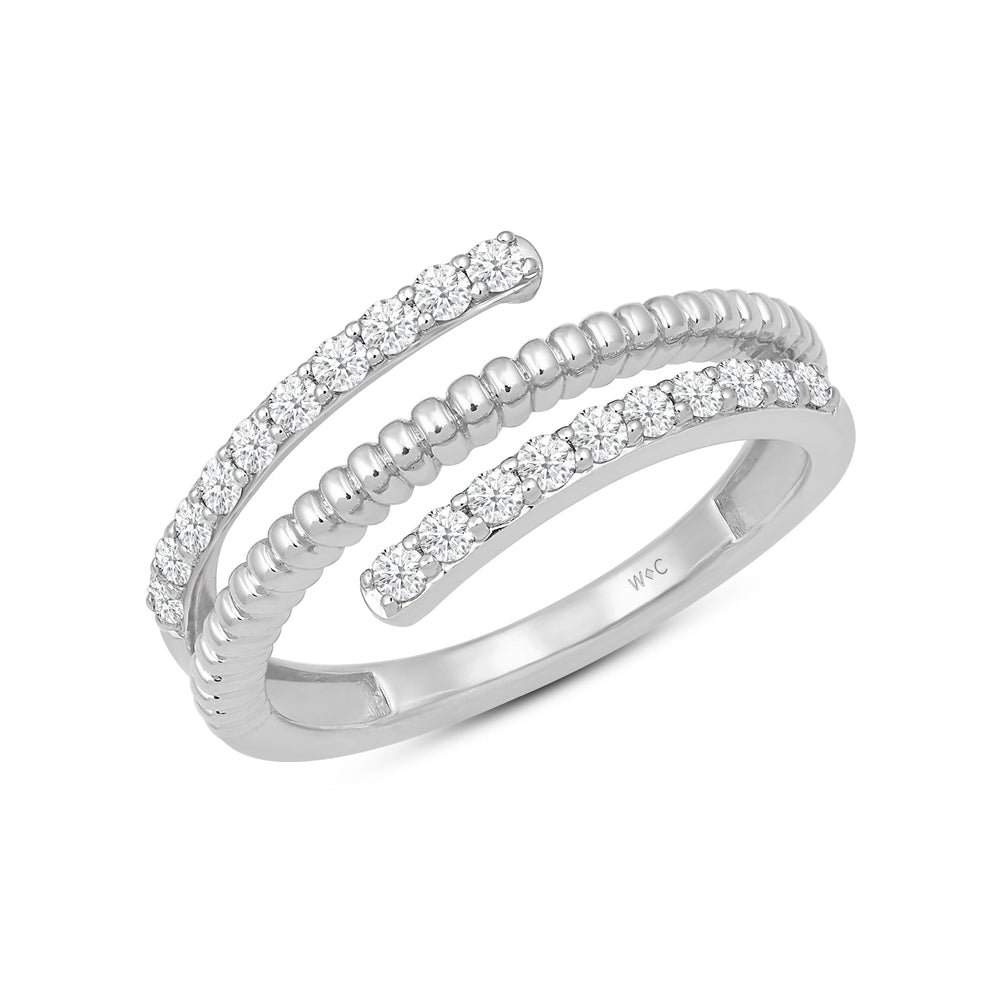 Beads and Diamond Spiral Fashion Ring with 14KT White Gold / Lab / 1/3 Cut Diamond in 14KT White Gold / Lab / 1/3 view 3
