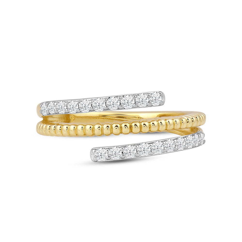Beads and Diamond Spiral Fashion Ring with 14KT Yellow Gold / Lab / 1/3 Cut Diamond in 14KT Yellow Gold / Lab / 1/3 view 1
