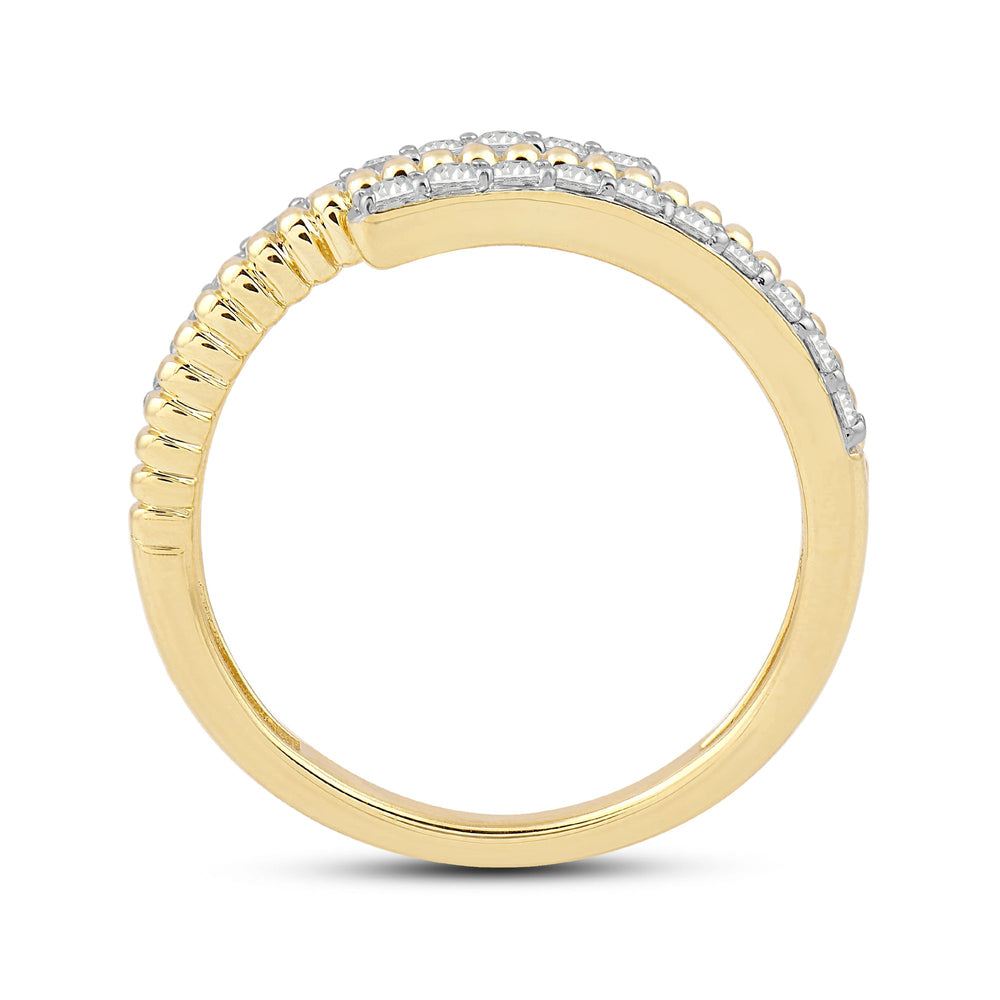 Beads and Diamond Spiral Fashion Ring with 14KT Yellow Gold / Lab / 1/3 Cut Diamond in 14KT Yellow Gold / Lab / 1/3 view 2
