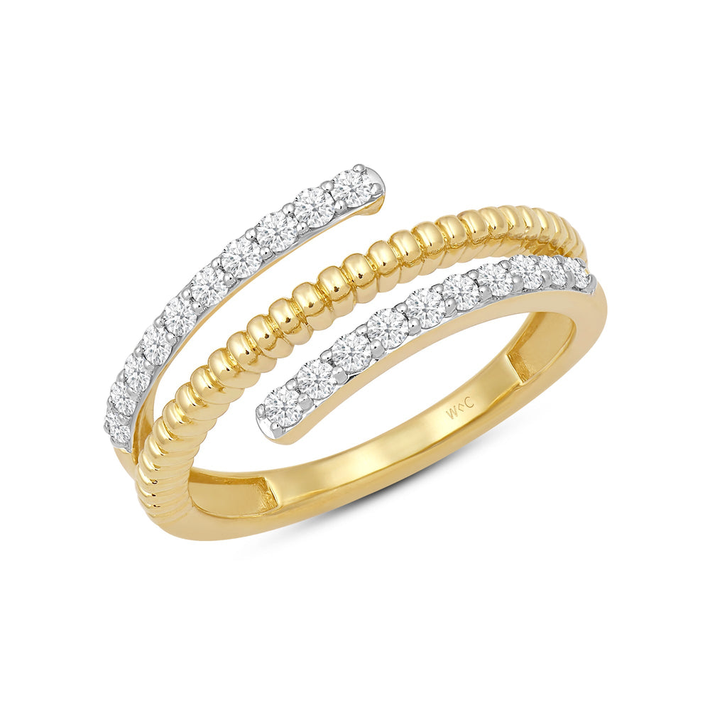 Beads and Diamond Spiral Fashion Ring with 14KT Yellow Gold / Lab / 1/3 Cut Diamond in 14KT Yellow Gold / Lab / 1/3 view 3

