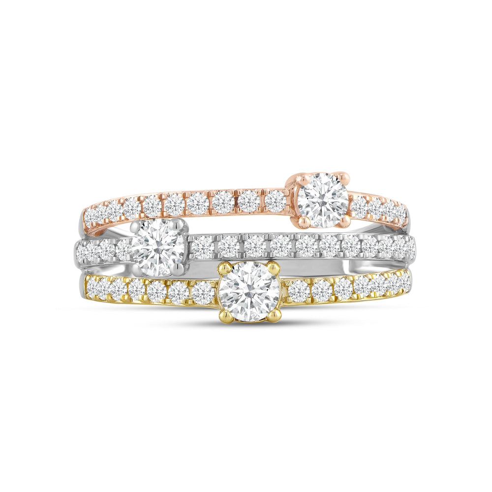 Three Row Beads and Diamonds Scatter Fashion Ring with Lab / 1 Cut Diamond in 14KT Lab / 1 view 1
