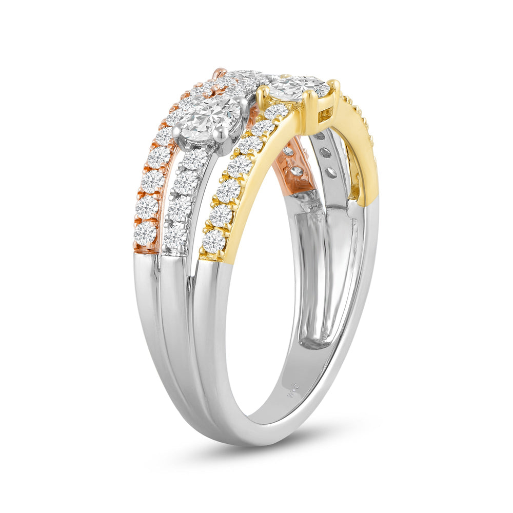 Three Row Beads and Diamonds Scatter Fashion Ring with Lab / 1 Cut Diamond in 14KT Lab / 1 view 4
